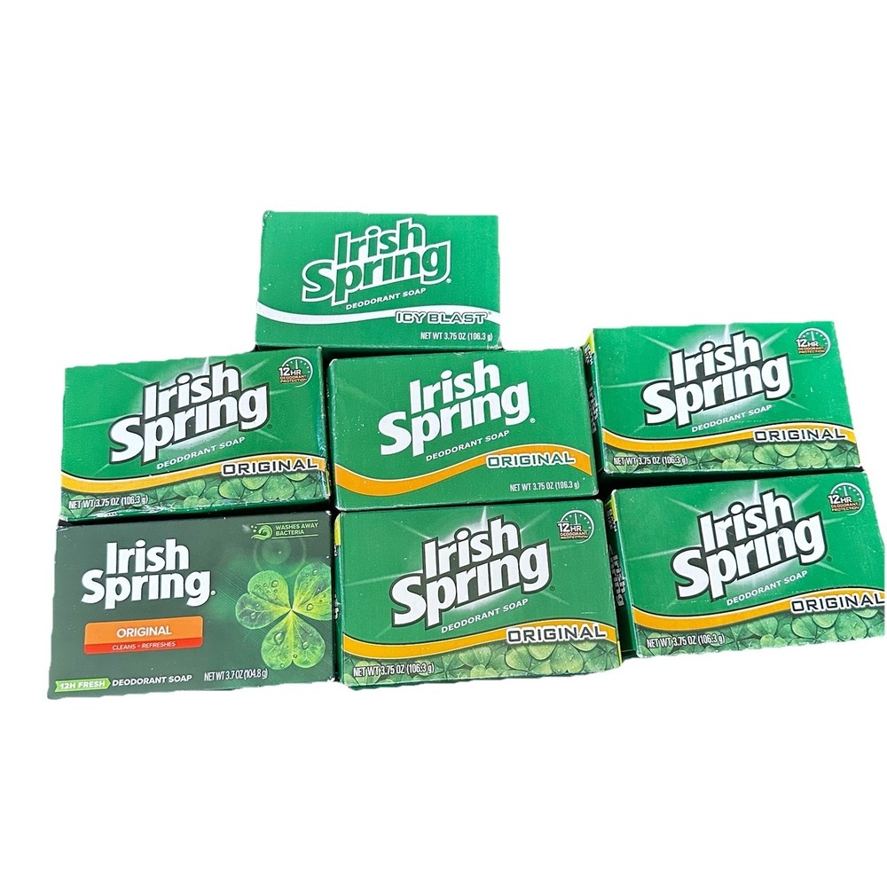 (7) Irish Spring Bar‎ Soap Original Formula Icy Blast And Original Scent